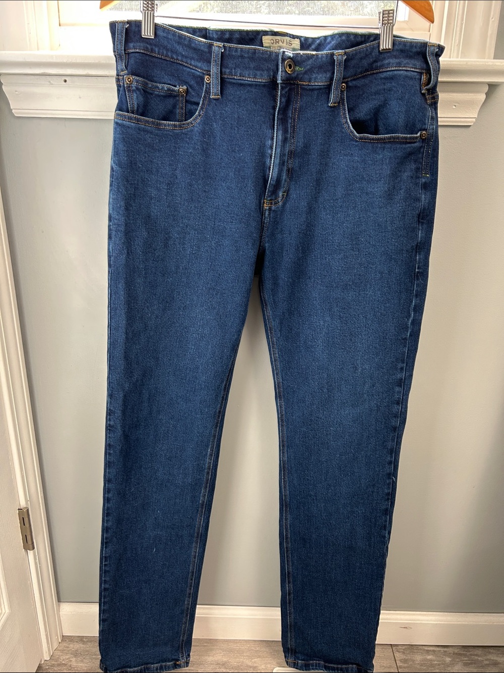 Orvis Five Pocket Straight Jeans in Deep Blue Denim